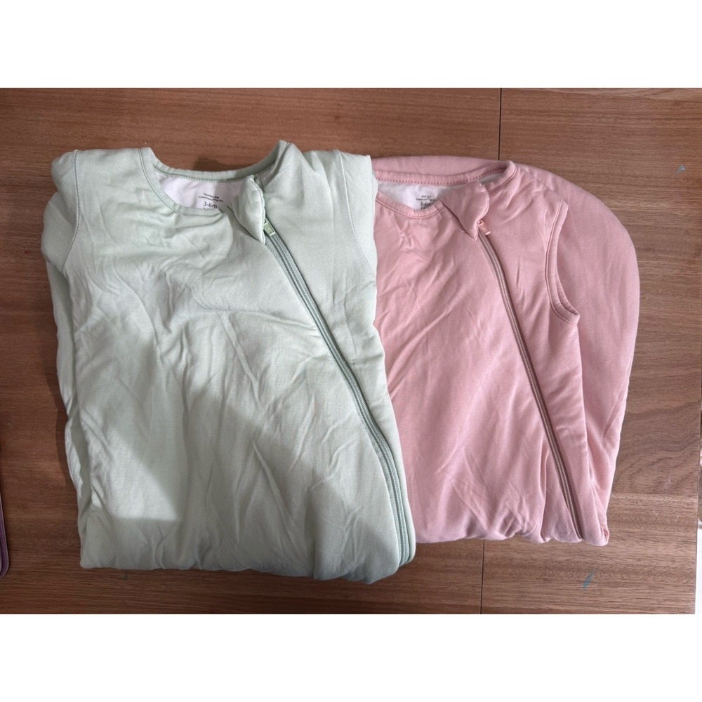 PurComfy LuxeDream Sleep Sacks 3-6M 1.0 TOG Lot 2 Pink Sage Zip Wearable Blanket